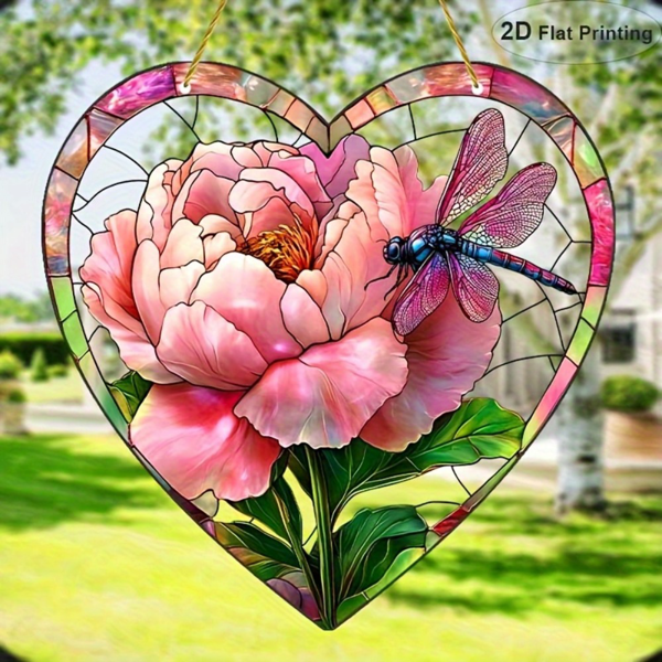 CIFbuy美丽花朵与蜻蜓光捕手花园装饰亚克力窗户挂件节日礼物（TikTok、temu下自提）-5