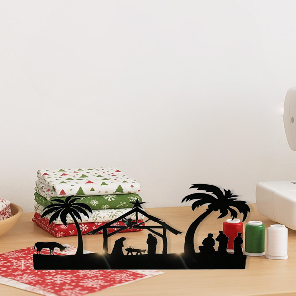 CIFbuy复古乡村耶稣诞生场景铁制烛台套装 圣诞餐桌中心装饰(TikTok、temu下自提)-1