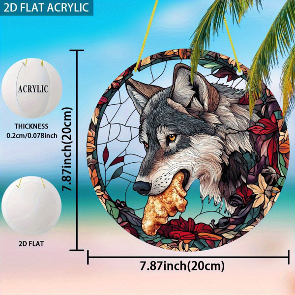 CIFbuy秋季花卉波西米亚风格野狼亚克力挂饰家居墙艺感恩节礼物（TikTok、temu下自提）-2