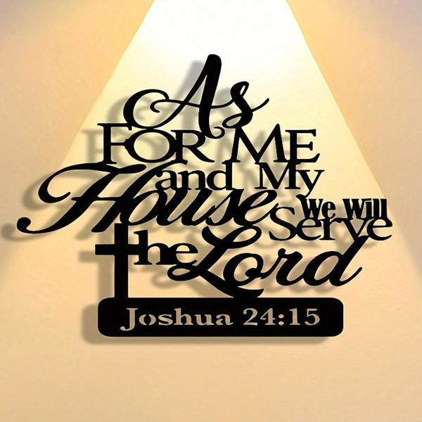 CIFbuy 乔舒亚 24 15 牛舍式乡村风格金属圣经壁饰，适合家庭办公室、洗礼或婚礼使用（可在TikTok、temu平台自提）-2