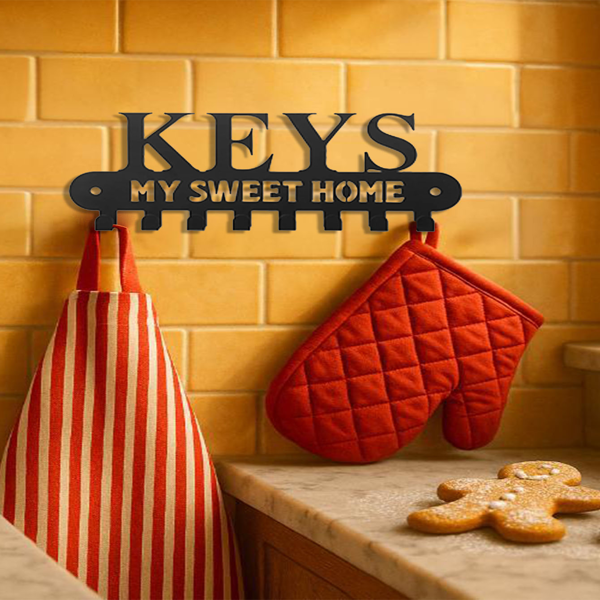 CIFbuy哥特风钥匙挂壁挂复古黑铁质外套钥匙扣家居装饰入口整理器(TikTok、temu下自提)-5