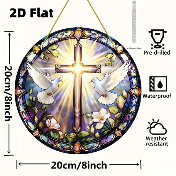 CIFbuy 彩色亚克力捕捉光影窗户装饰 精美十字挂件家居玄关节日礼物（TikTok、temu下自提）-2