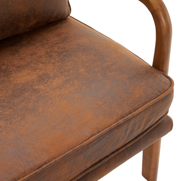 【同款编码：74986499】橡木扶手 单人休闲椅 橡木 软包 烫金布 橙色 室内休闲椅-8