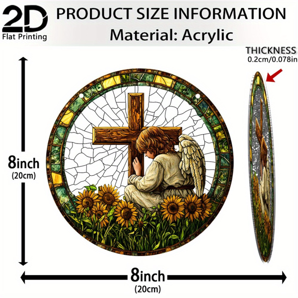 CIFbuy亚克力十字挂饰 8x8英寸 花园窗户家居装饰礼物（TikTok、temu下自提）-2