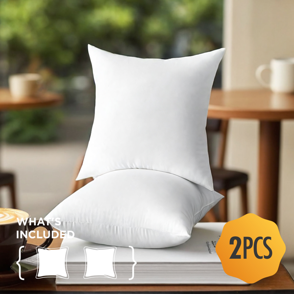 20x20英寸大方枕一对，纯白内芯。蓬松饱满，快速回弹，适合作为沙发靠背或卧室装饰枕的内胆。不带枕套，节省成本，给予您最大的搭配灵活性，轻松融入现有家居。-1