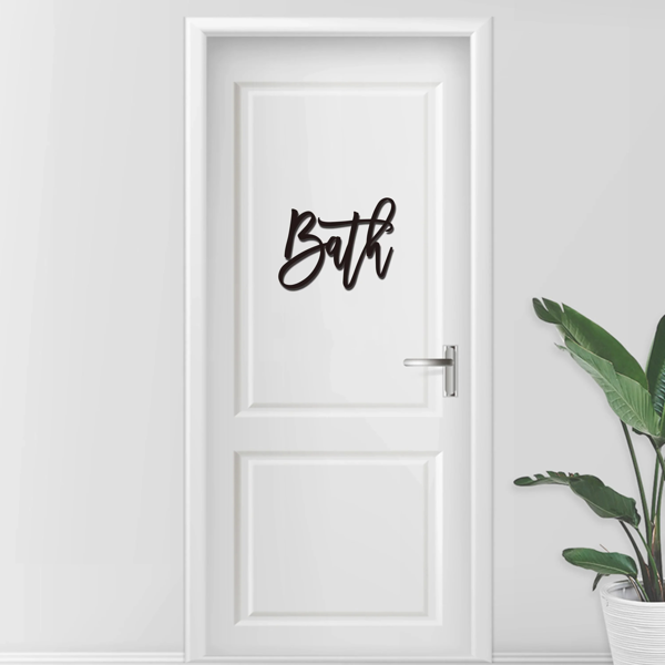 现代农家乐设计浴室标志：浴室金属字墙装饰的化妆室和浴室。这个墙壁雕塑为您的洗手间墙壁带来了优雅和永恒的吸引力，创造了一个放松和诱人的空间（TikTok、temu下自提）-2