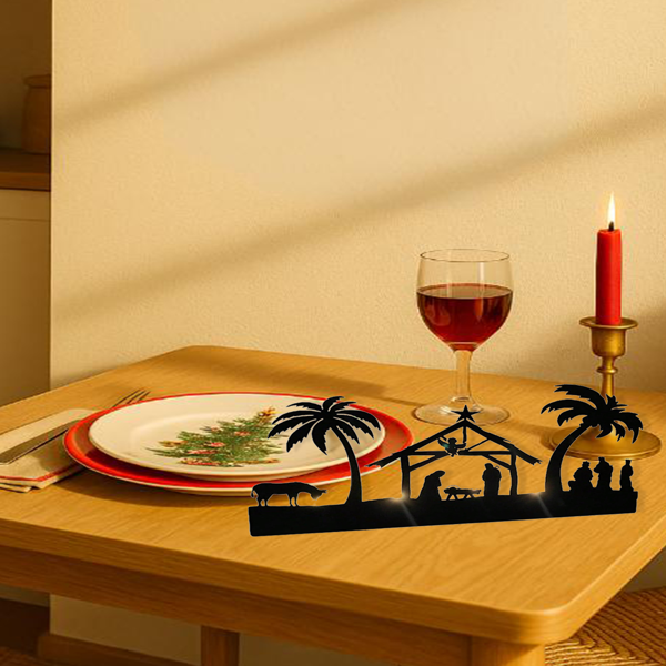 CIFbuy复古乡村耶稣诞生场景铁制烛台套装 圣诞餐桌中心装饰(TikTok、temu下自提)-5