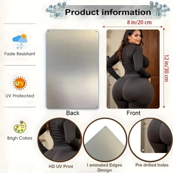 CIFbuy性感臀部艺术铝制装饰牌 卧室客厅办公室宿舍墙壁装饰(TikTok、temu下自提)-3