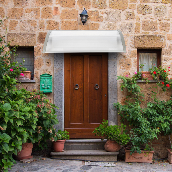 120*80cm 透明板灰色支架 雨篷 塑料支架 阳光板 前后铝条 英国-18