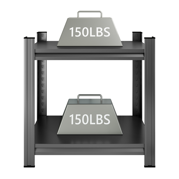 两层金属储物架，可调节隔板，金属书架，办公室垂直储物架，黑色，需要组装-5