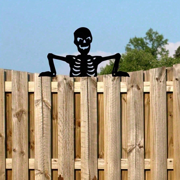 CIFbuy哥特铁制骷髅剪影墙饰 室内外万圣节庭院花园家居装饰（TikTok、temu下自提）-2