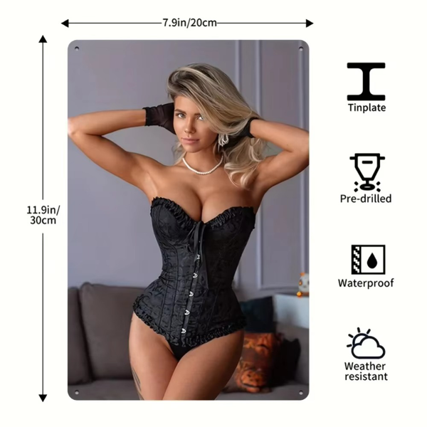 CIFbuy复古金发女郎黑色蕾丝胸衣墙饰 家居办公室装饰品（TikTok、temu下自提）-2
