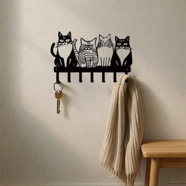 CIFbuy复古猫咪金属挂钩 玄关钥匙毛巾架 萌宠农场家居装饰 (TikTok、temu下自提)-6