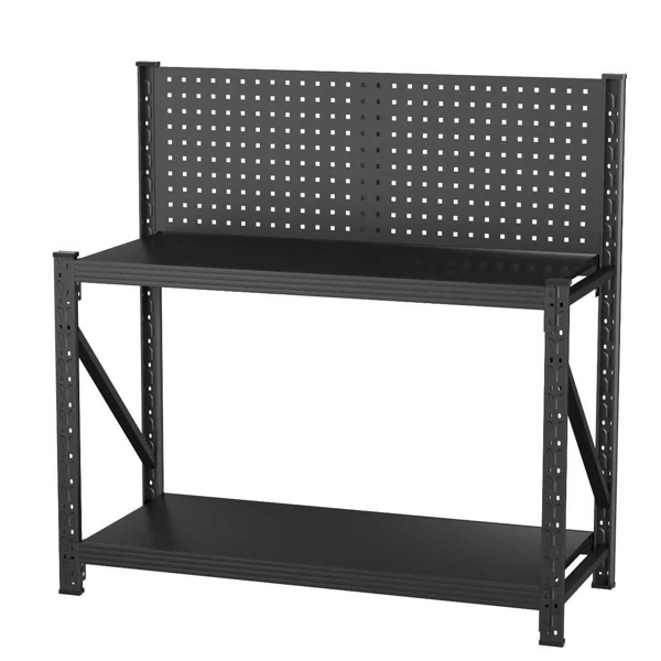 Temu仅支持带钉板的自提式工作台、带轮子可调货架的重型3000磅工作台、工具车、车库仓库工作台47.2英寸高*47.09英寸宽*19英寸深-1