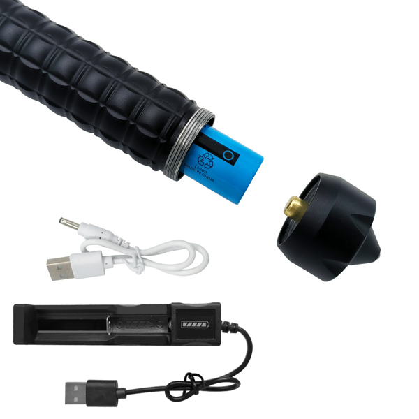 USB可充电LED手电筒可伸缩手电筒3模式可缩放安全户外手电筒套装-6