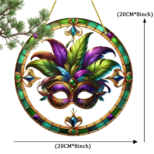 CIFbuy彩色狂欢面具亚克力窗户挂饰花园家居装饰轻便手绘派对礼物(TikTok、temu下自提)-2