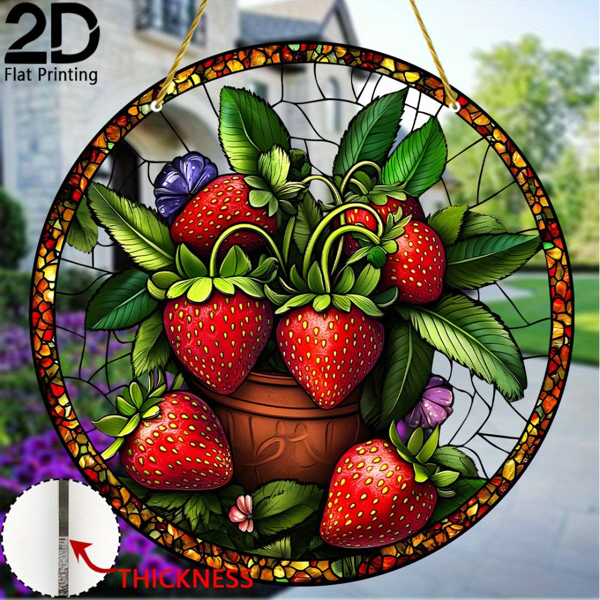 CIFbuy亚克力悬挂草莓装饰 彩色窗户花园墙饰自然爱好者独特礼物(TikTok、temu下自提)-7