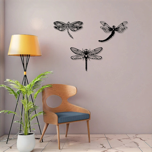 CIFbuy哥特蜻蜓壁饰3件套手工铁制复古客厅卧室装饰(TikTok、temu下自提)-7