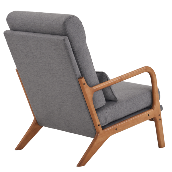 全拆 实木扶手 高背 靠背铁架麻布 深灰色 室内休闲椅-19