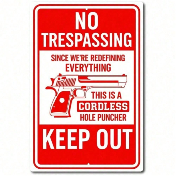 CIFbuy无线打孔枪警示牌保持远离标识牌金属墙牌(TikTok、temu下自提)-6