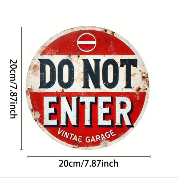 CIFbuy复古禁止进入标志车库酒吧墙面装饰圆形金属标牌（TikTok、temu下自提）-2