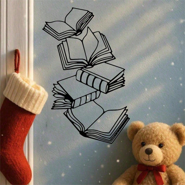 CIFbuy 复古堆叠书籍金属墙面装饰 客厅书房工业风雕塑 圣诞万圣礼物 (TikTok、temu下自提)-1