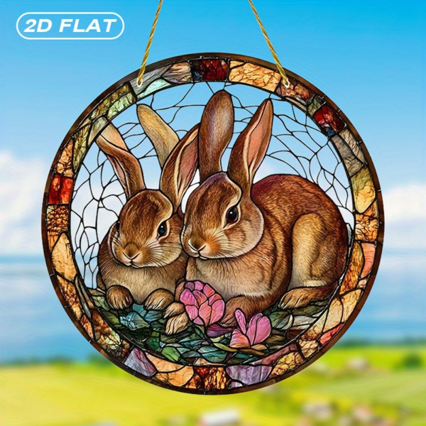 CIFbuy亚克力彩色花卉兔子窗饰 室外花园庭院装饰(TikTok、temu下自提)-4