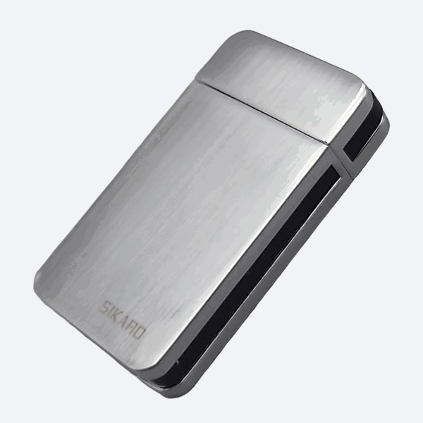 SIKARO®星空* 银面黑色边条日本设计时尚强力防风打火机雪茄香烟厨房户外可重复充气可调节火焰高度便携式-1