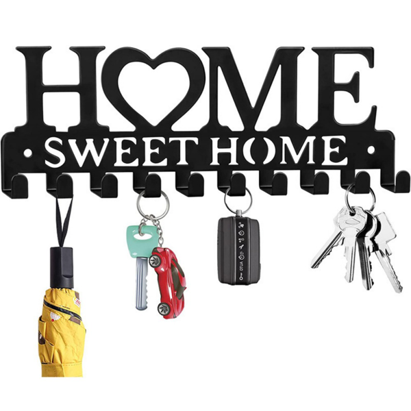 CIFbuy黑色墙壁钥匙挂钩置物架收纳架（TikTok、temu下自提）-7