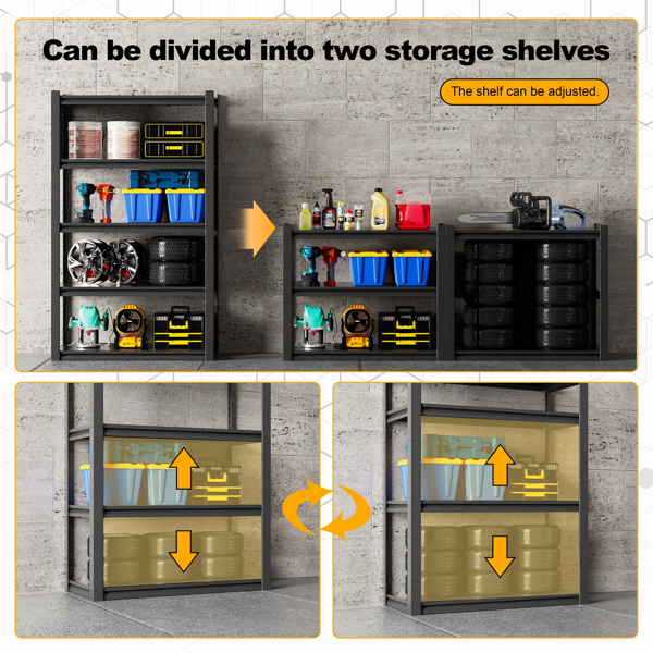 Temu 仅支持自提 重型车库货架单元72“H59”W24“D，5层钢制可调节金属储物架，3000磅工业货架，用于车库组织、地下室、仓库、车间、工具架-6