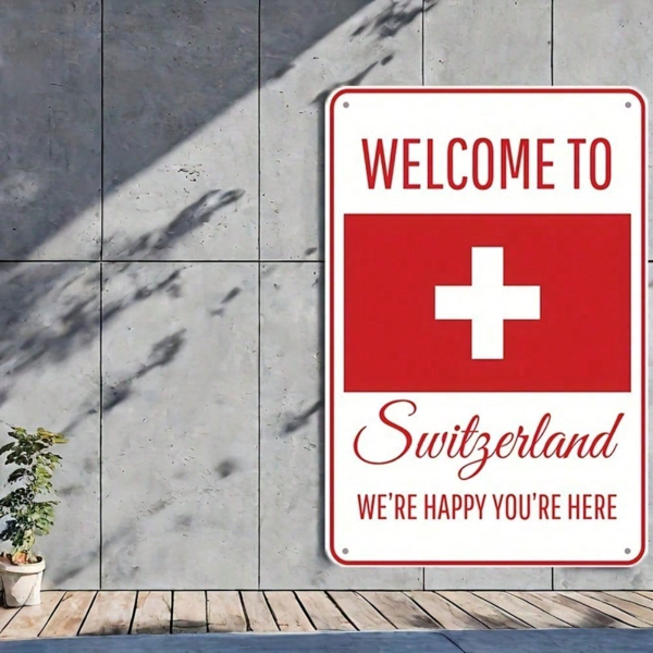 CIFbuy瑞士国旗金属墙饰 厨房酒吧咖啡馆车库装饰铝制防水标志牌（TikTok、temu下自提）-5