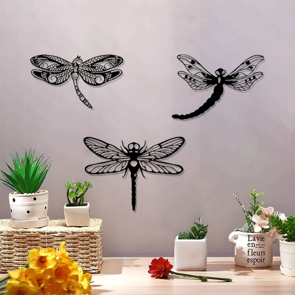 CIFbuy哥特蜻蜓壁饰3件套手工铁制复古客厅卧室装饰(TikTok、temu下自提)-4