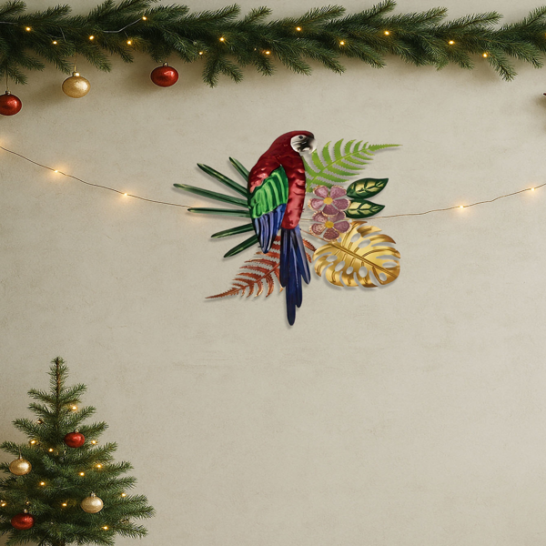 CIFbuy复古彩色鹦鹉墙面装饰艺术花卉波西米亚热带鸟类挂件厨房客厅家居装饰（TikTok、temu下自提）-7