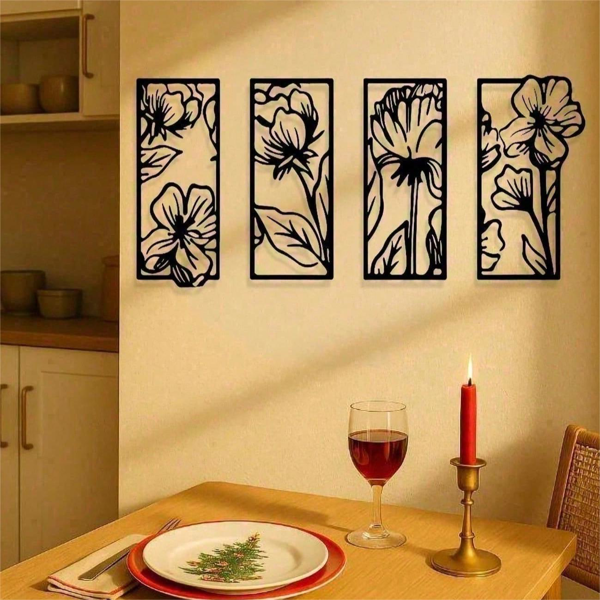 CIFbuy四件哥特花卉金属墙艺 复古藤蔓植物装饰家居雕塑 圣诞万圣节礼物(TikTok、temu下自提)-5