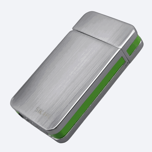 SIKARO®星空* 银面绿色边条日本设计时尚强力防风打火机雪茄香烟厨房户外可重复充气可调节火焰高度便携式-1