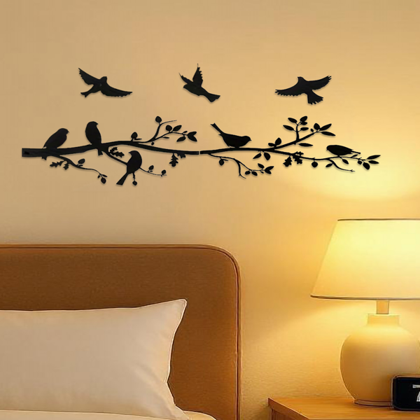 CIFbuy现代5件套金属飞鸟墙饰 防锈防水客厅卧室庭院花园耐用室内外家居装饰独特暖屋婚礼生日礼品（TikTok、temu下自提）-2