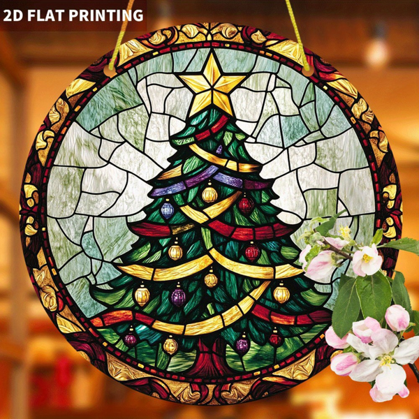 CIFbuy波西米亚圣诞树彩带星星圆形丙烯酸太阳捕捉器窗户装饰节日派对挂件（TikTok、temu下自提）-4