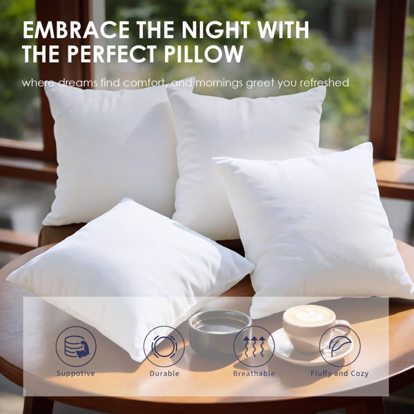 您家居装饰的空白画布。这套两只装白色抱枕芯（18x18英寸），品质上乘，形状规整。为您心爱的枕套提供完美内衬，或直接用于需要简约白色的角落。轻松适配沙发、床铺或飘窗。-5