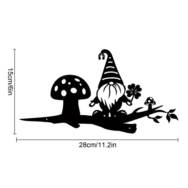 CIFbuy魔法复古黑色金属剪影花园雕像户外装饰精灵侏儒草坪庭院装饰（TikTok、temu下自提）-7