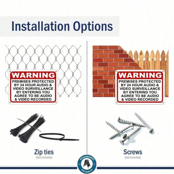 CIFbuy安防警示牌 24小时视频音频监控告示牌 金属材质(TikTok、temu下自提)-8