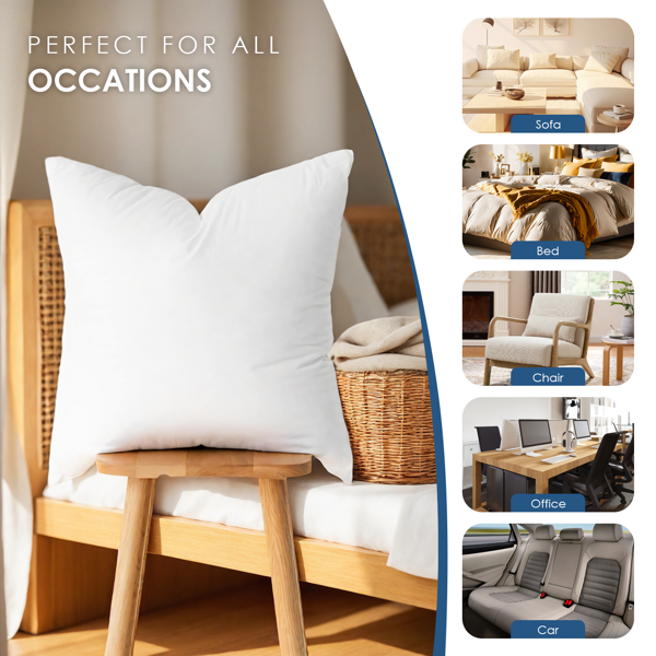 这套两只装白色抱枕，是提升家居舒适度的基础之选。18英寸标准尺寸，饱满聚酯纤维填充，为沙发和卧室带来立即可感的柔软支撑。不带枕套，方便您自由搭配，或直接享受其简约质感。-6
