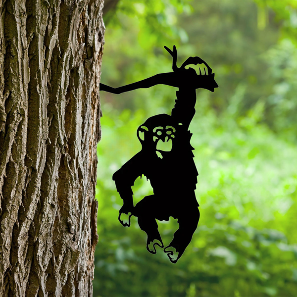 CIFbuy多彩猴子花园装饰 户外铁制动物剪影墙艺庭院草坪雕塑（TikTok、temu下自提）-1