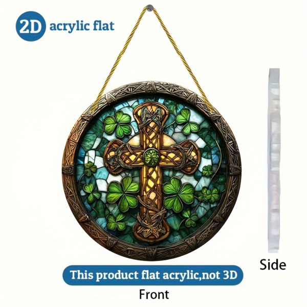 CIFbuy多彩亚克力十字架三叶草阳光捕捉器窗户装饰彩虹捕光挂饰（TikTok、temu下自提）-3