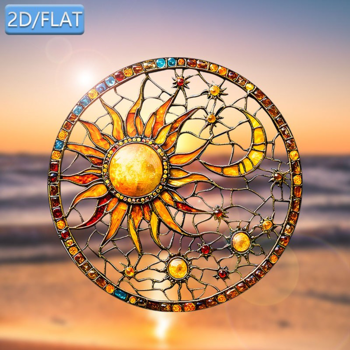 CIFbuy 太阳月亮亚克力装饰贴窗贴花庭院家居彩色吊饰 (TikTok、temu下自提)