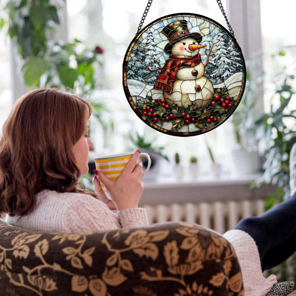 CIFbuy彩色雪人亚克力阳光捕捉窗饰圣诞假日家居花园装饰（TikTok、temu下自提）-3