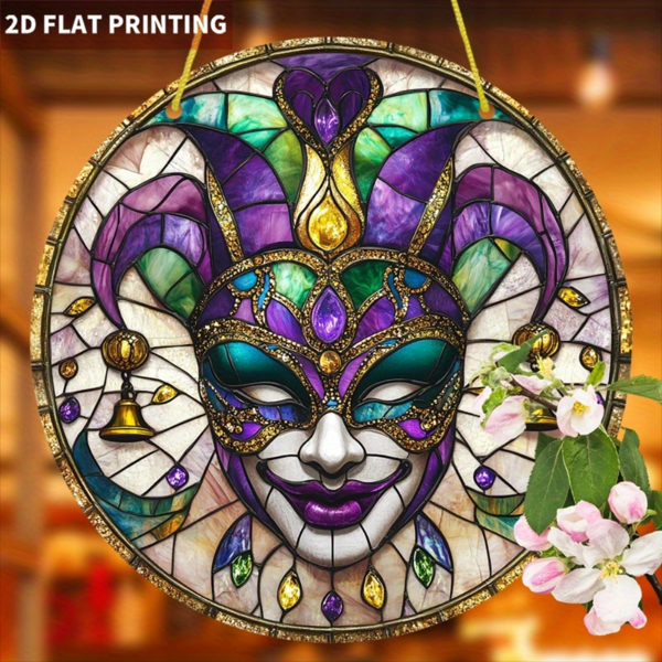CIFbuy七彩波西米亚风格圆形威尼斯面具亚克力窗饰 家居装饰彩色太阳捕手(TikTok、temu下自提)-7