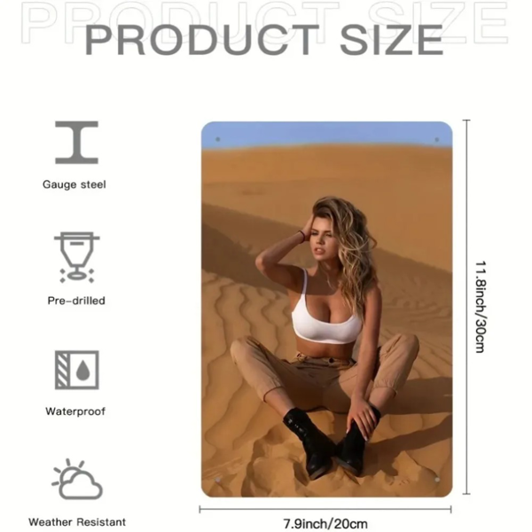 CIFbuy男士空间铝制装饰牌 性感女郎墙面海报 酒吧咖啡厅办公室车库家居装饰（TikTok、temu下自提）-3