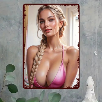 CIFbuy复古女性插画厨房酒吧户外房间装饰铝制标牌（TikTok、temu下自提）