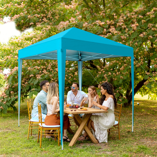 6.5X6.5FT 湖蓝色 4围(2围2门)  折叠棚 210D牛津布 白色喷塑钢管 配拎包-12