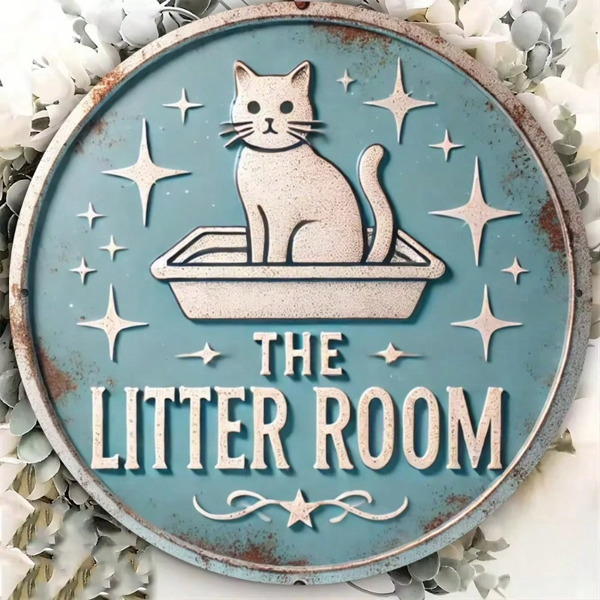 CIFbuy复古猫圆形金属牌手工雕刻花园装饰牌子(TikTok、temu下自提)-8